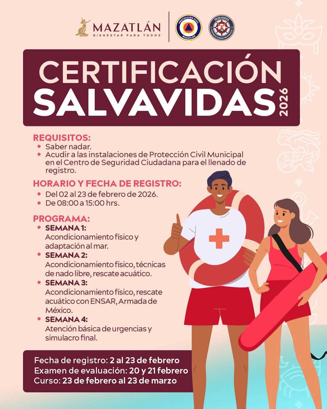 $!Invita SSPM el próximo curso de certificación para salvavidas en Mazatlán