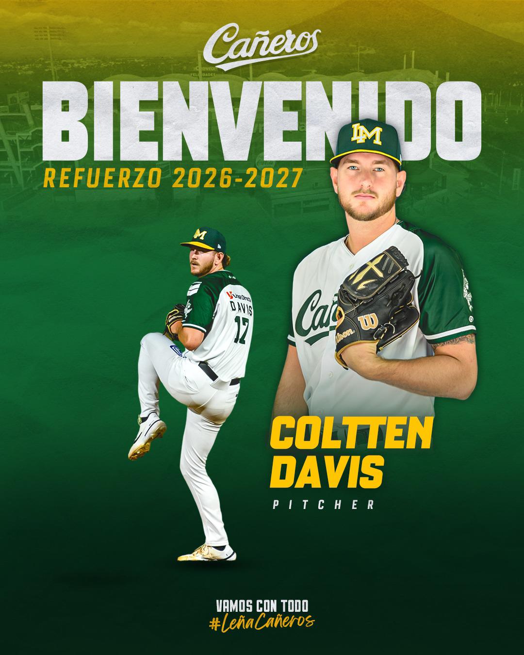$!Cañeros de Los Mochis confirma el regreso del relevista estadounidense Colten Davis