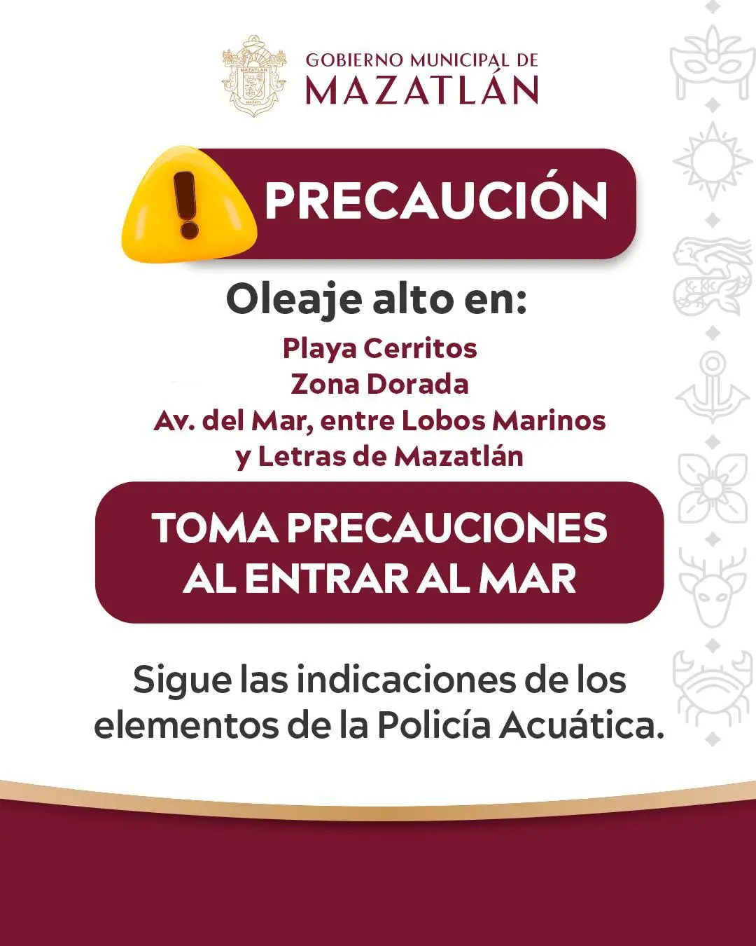 $!Alerta por oleaje elevado y ‘quemadores’ en playas de Mazatlán