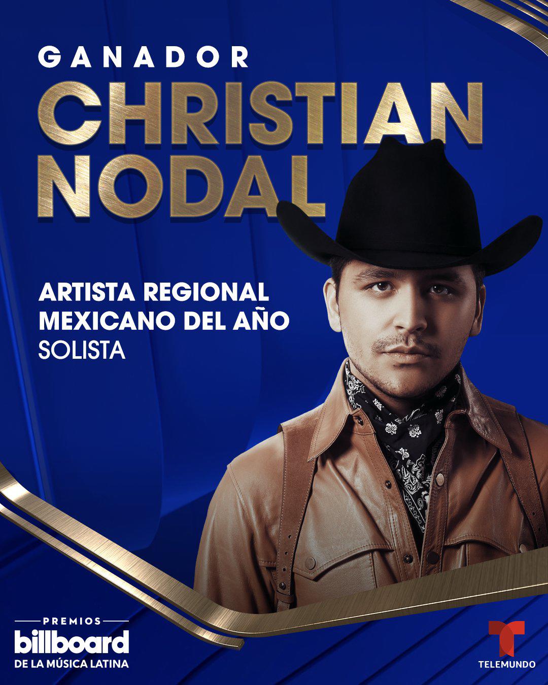 $!Dedica Christian Nodal premio a sus padres, fans y al amor de su vida, Belinda