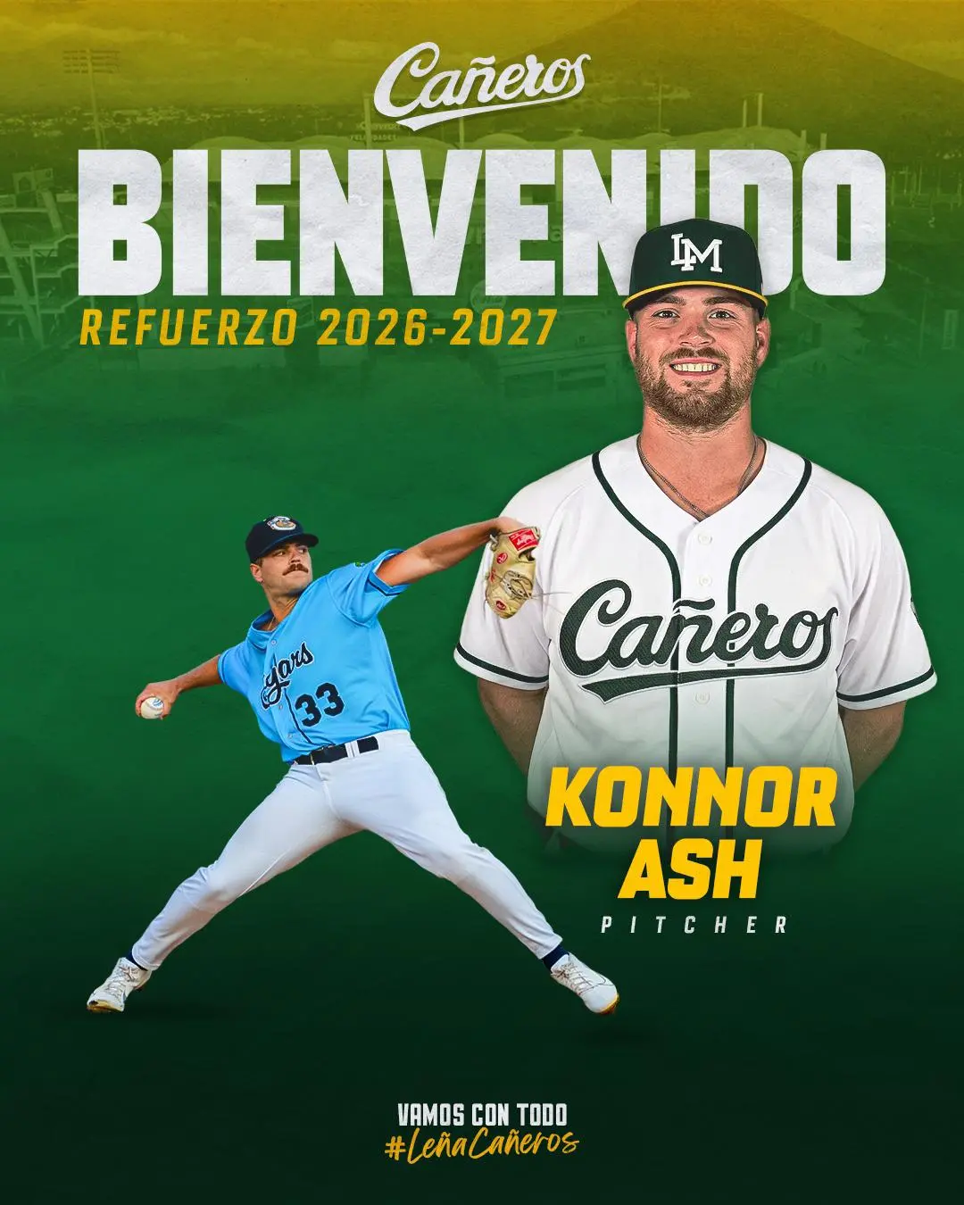 $!Cañeros de Los Mochis refuerza su rotación con el lanzador estadounidense Konnor Ash
