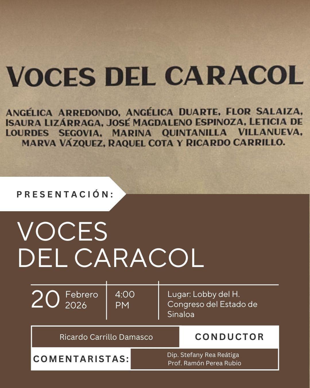 $!Presentarán este viernes el libro ‘Voces del Caracol’ en el lobby del Congreso del Estado