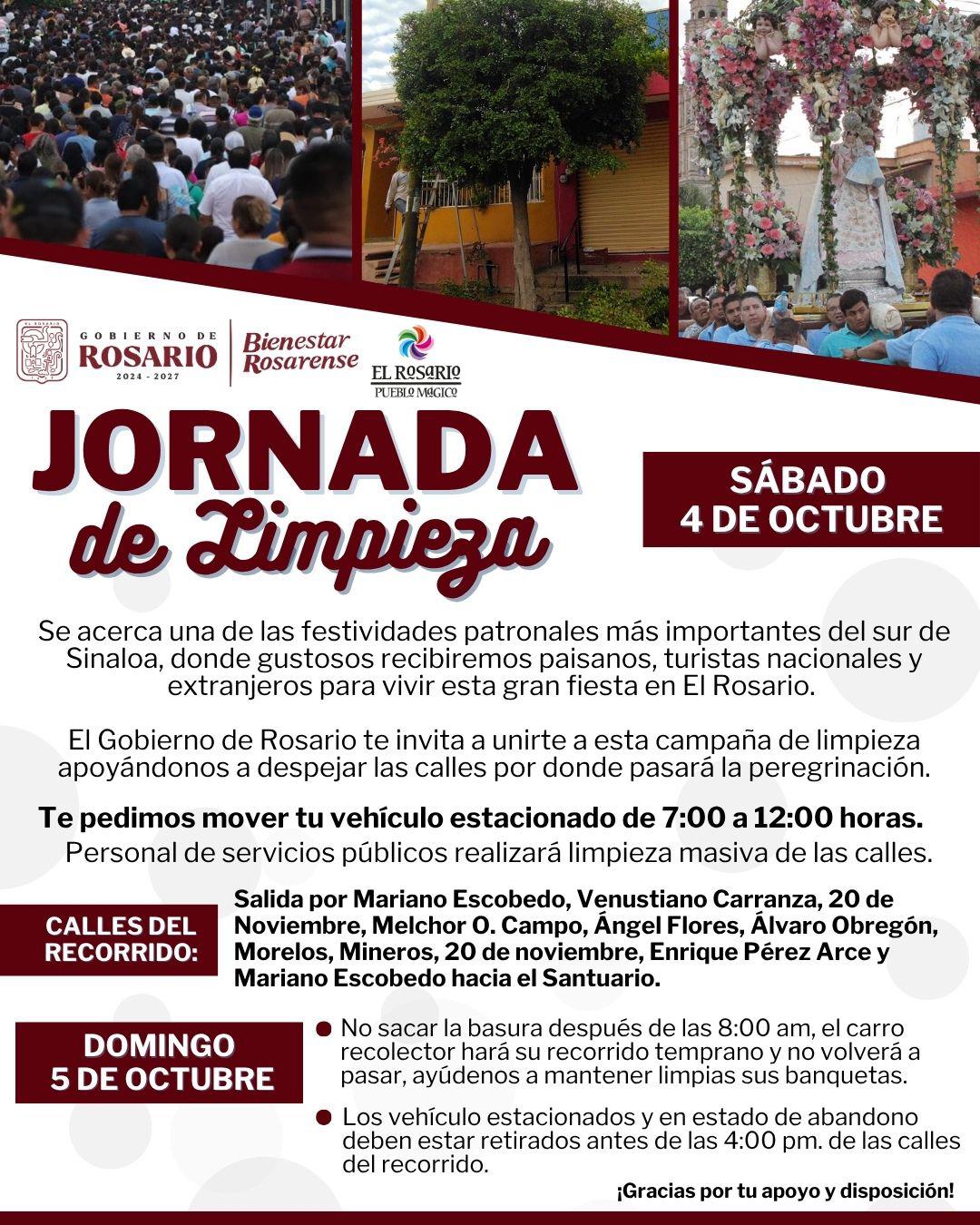 $!Gobierno realizará jornada de limpieza con motivo de la fiesta de la Virgen del Rosario