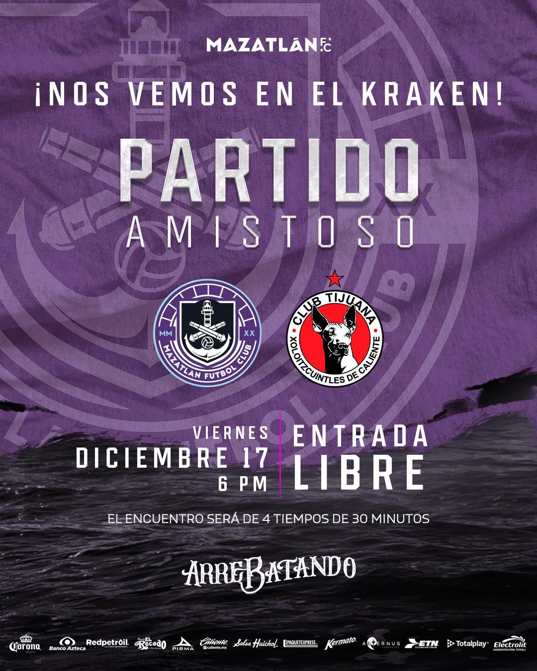 $!Mazatlán FC jugará el próximo 17 de diciembre ante Xolos en El Kraken, en juego amistoso