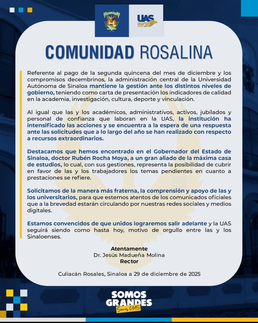 $!Persisten adeudos de fin de año en la UAS; piden comprensión