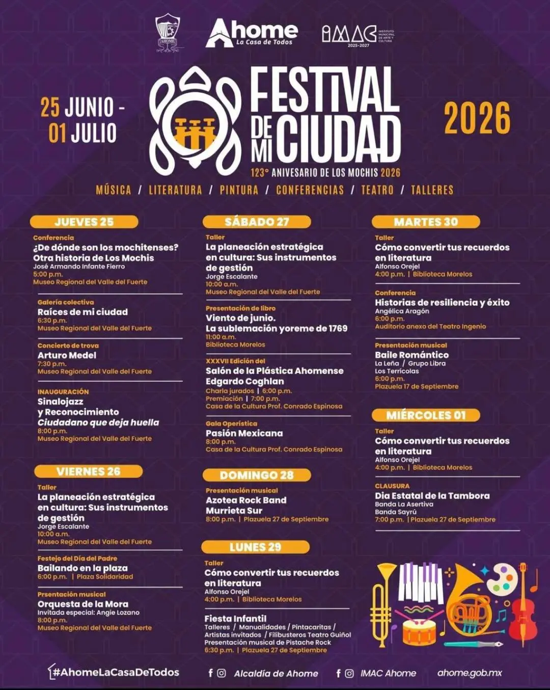 $!Ahome celebrará 123 años de fundación de Los Mochis con el ‘Festival Mi Ciudad 2026’