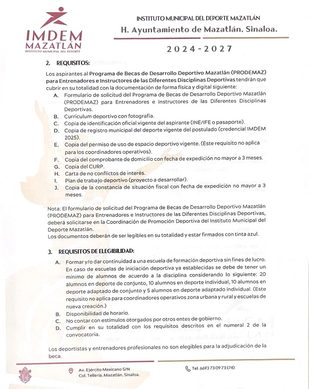 $!Lanza Imdem convocatorias para las becas de alto rendimiento y Prodemaz