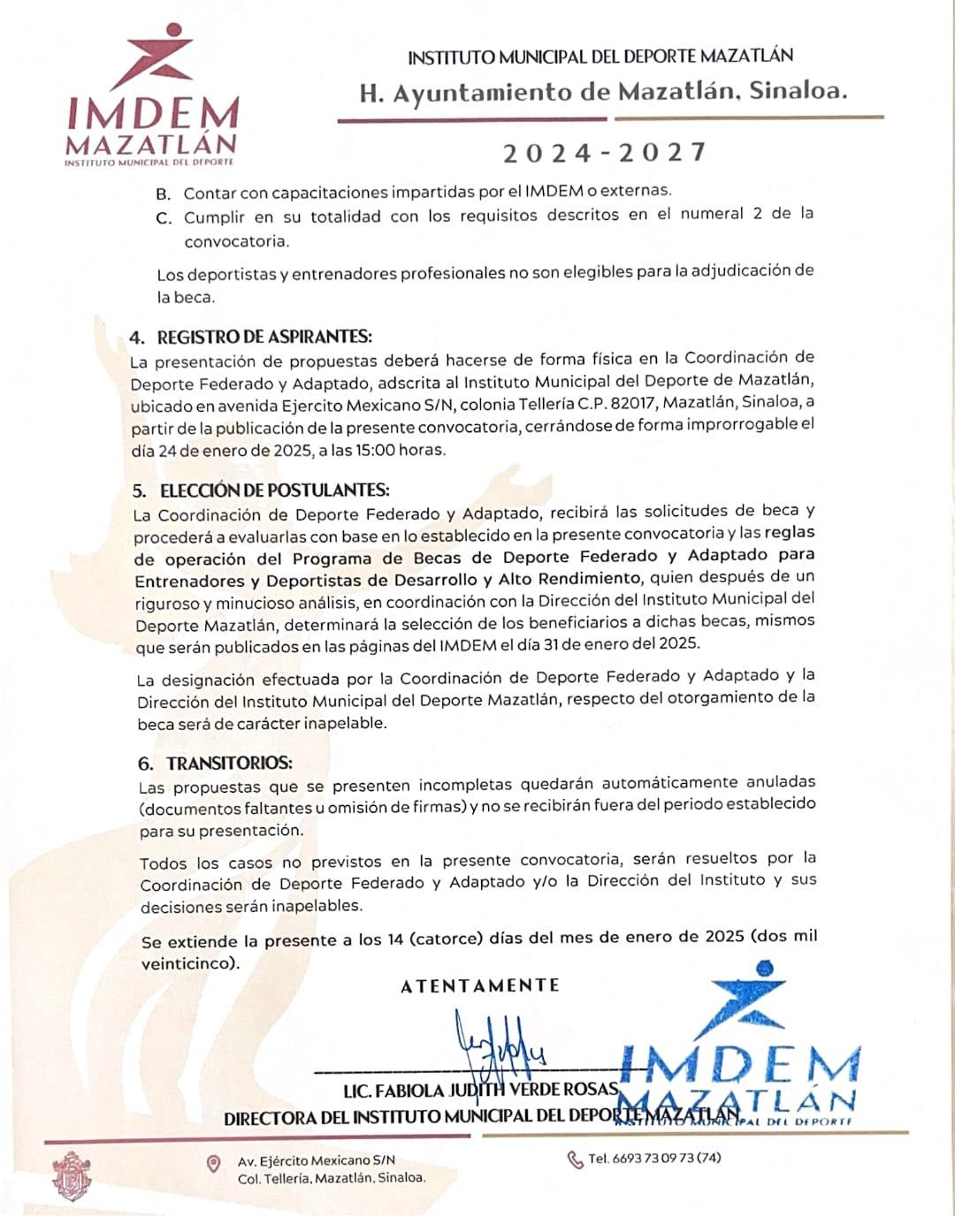 $!Lanza Imdem convocatorias para las becas de alto rendimiento y Prodemaz