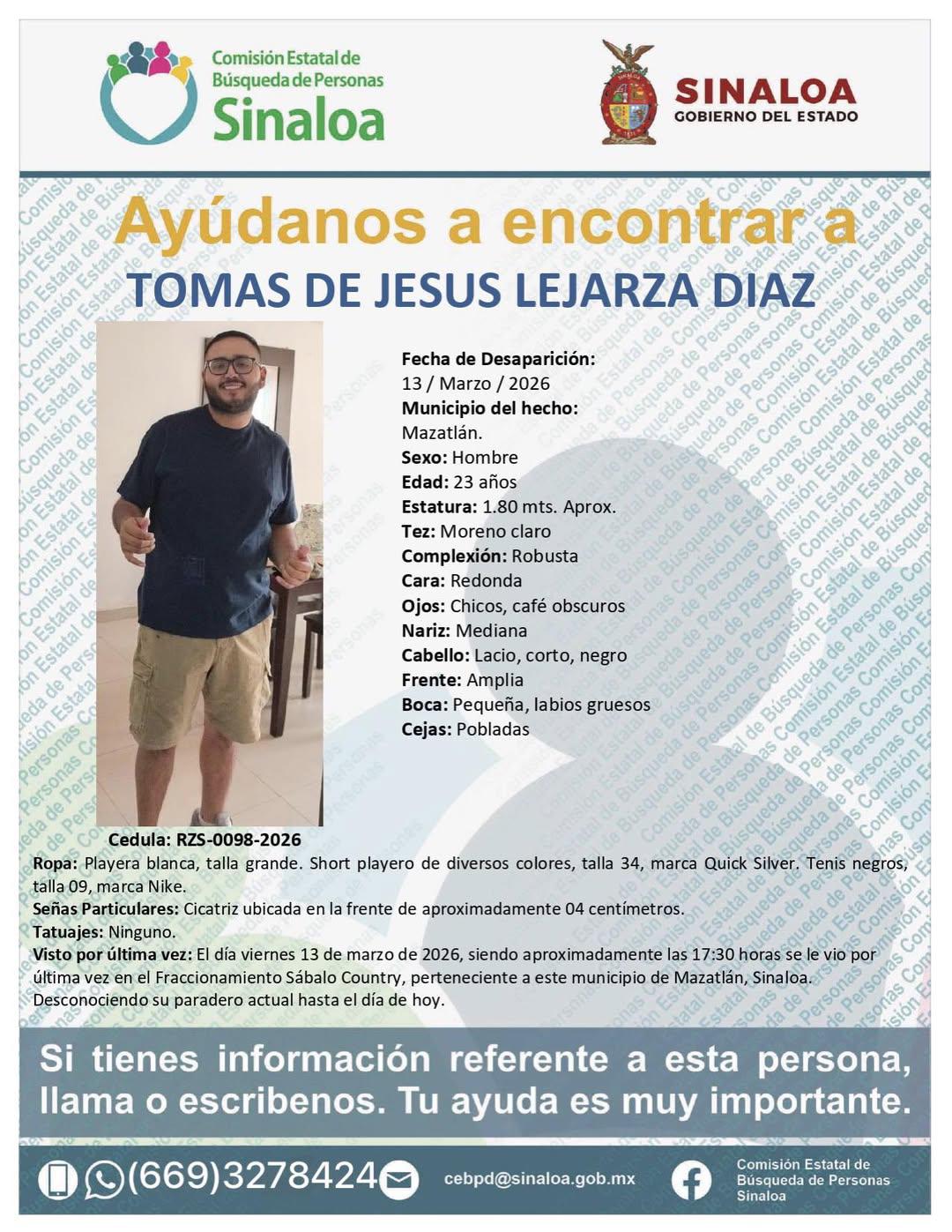 $!Cumple Tomás de Jesús 39 días desaparecido en Mazatlán