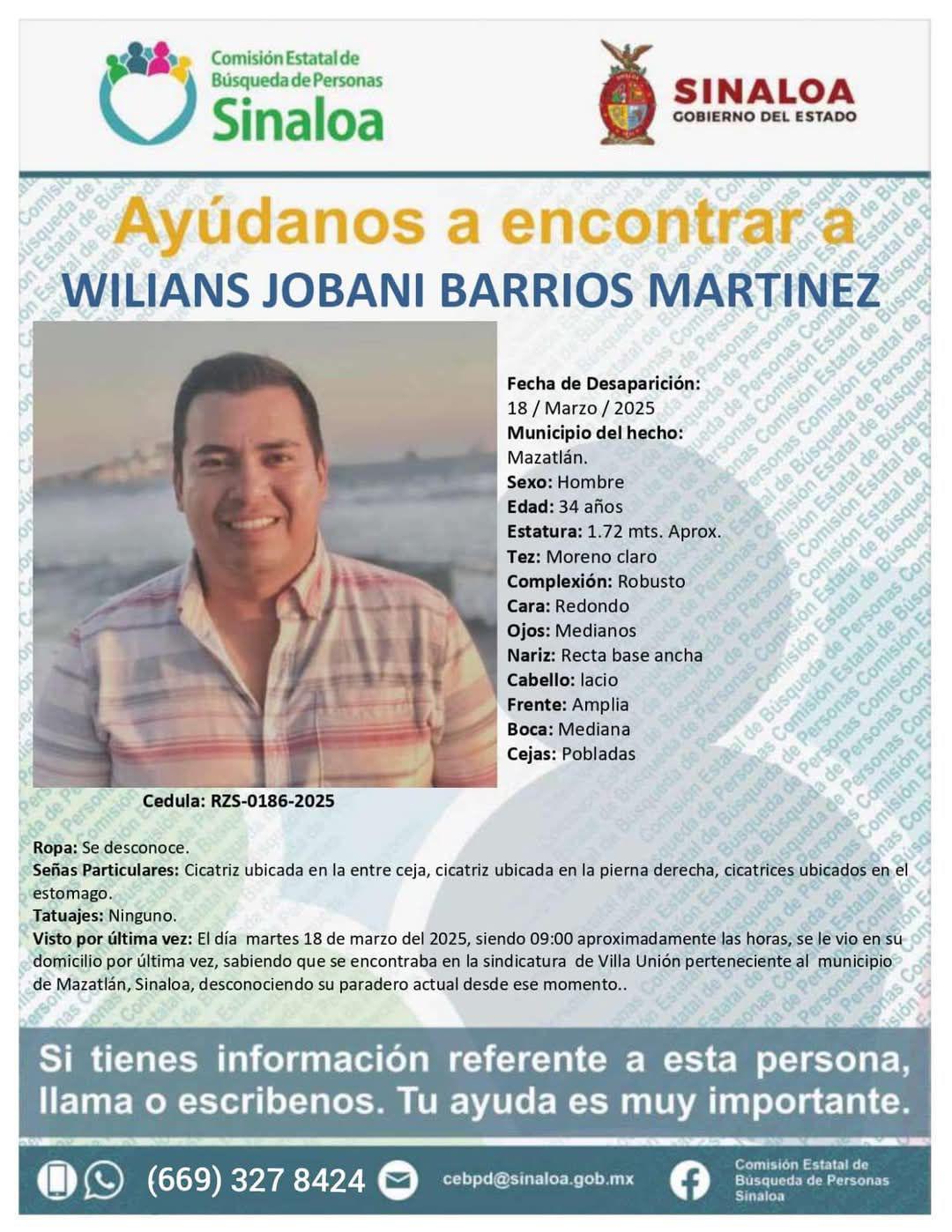 $!Solicita familia apoyo para localizar a Wilians Jobani