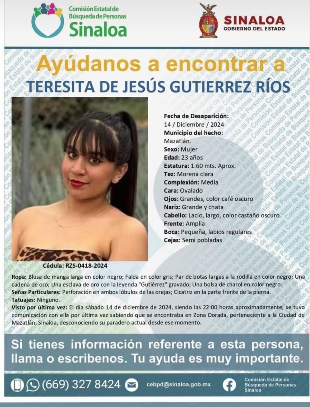 $!Desaparecen los jóvenes Merarit Adriana, Teresita de Jesús y José Ángel, en Mazatlán