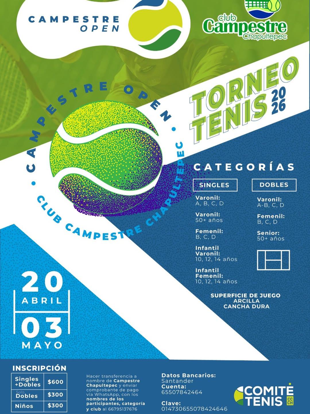 $!Anuncian el Torneo de Tenis Campestre Chapultepec 2026 en Culiacán