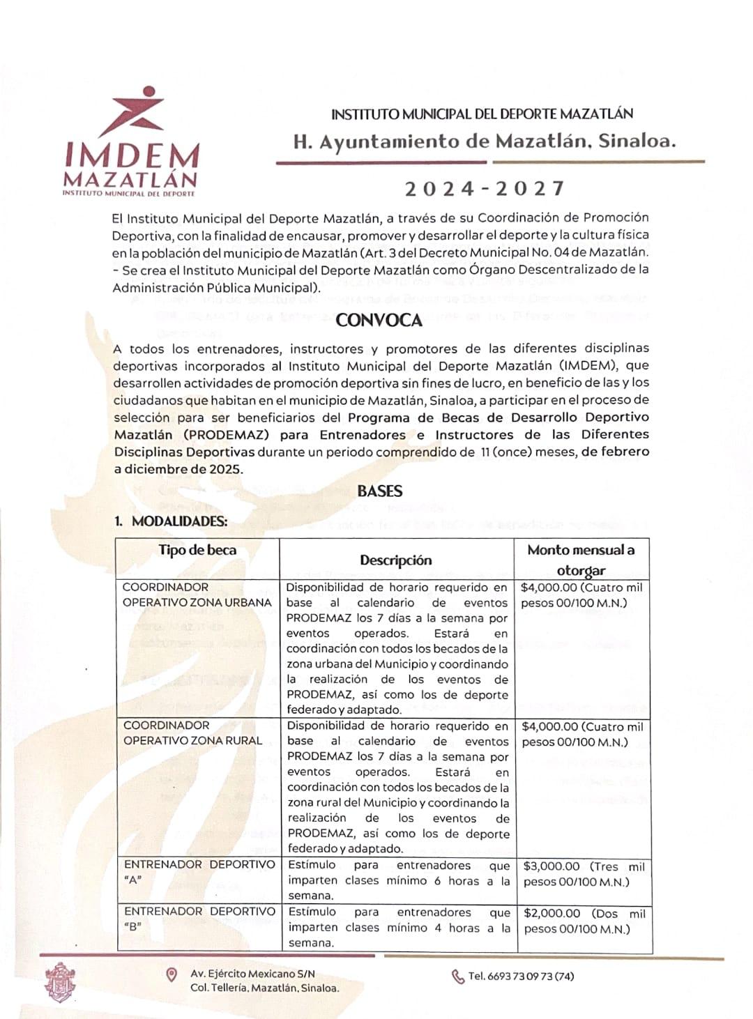 $!Lanza Imdem convocatorias para las becas de alto rendimiento y Prodemaz