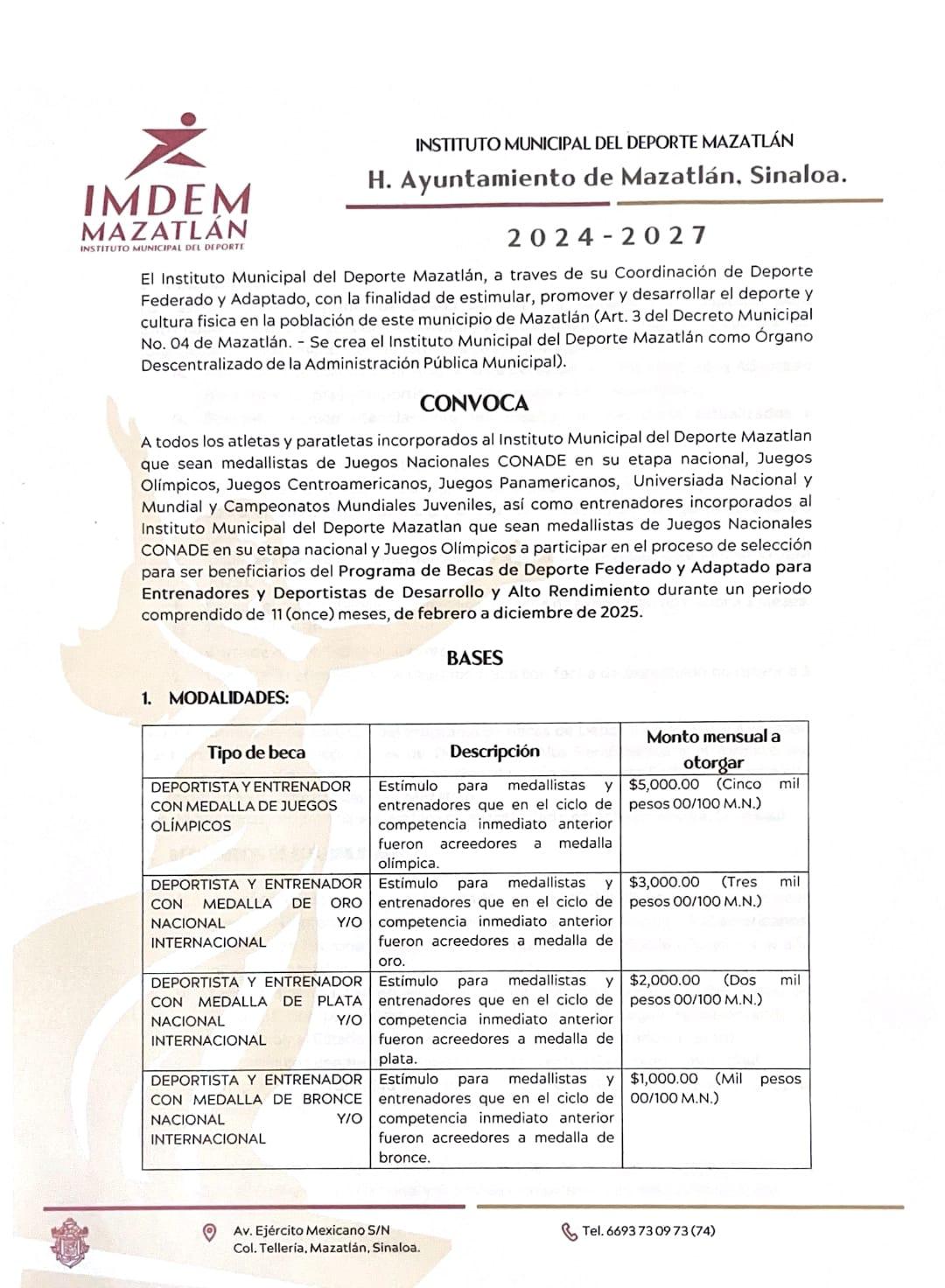 $!Lanza Imdem convocatorias para las becas de alto rendimiento y Prodemaz