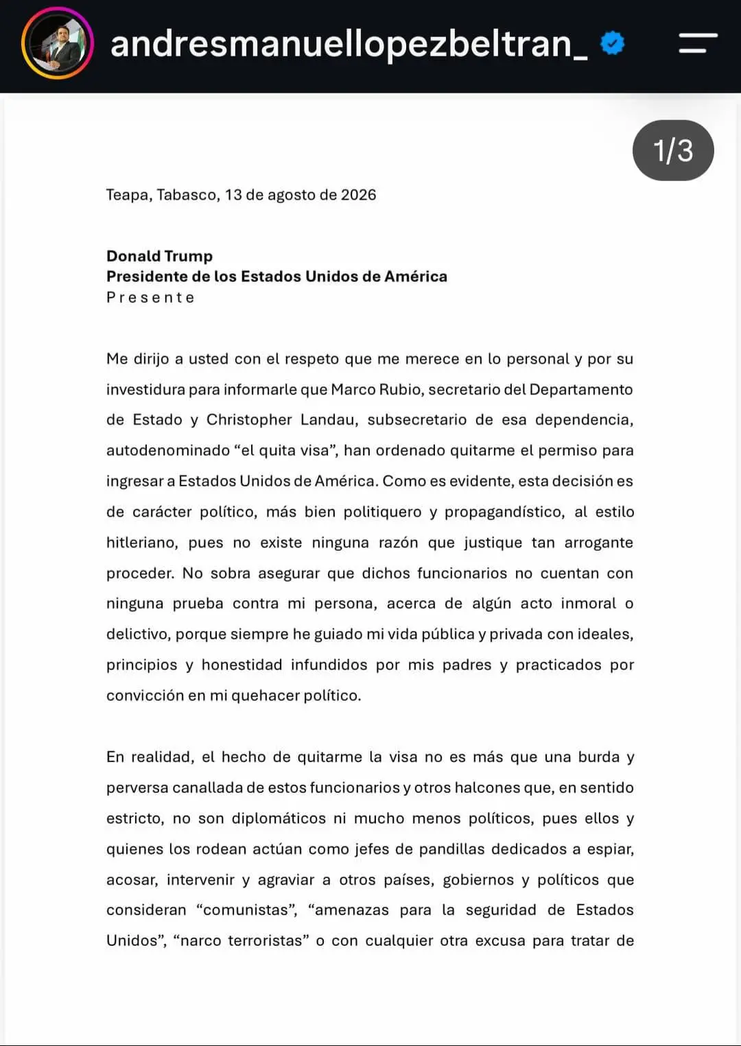 $!Estados Unidos retira la visa a López Beltrán, aspirante a diputación por Tabasco