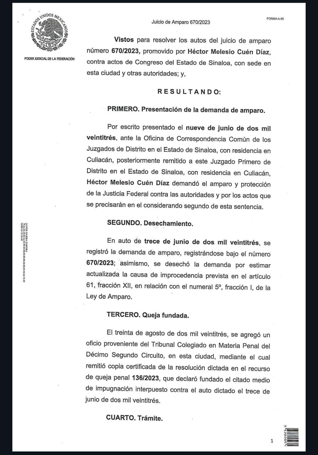 $!Desechan amparo a hijo de Cuén contra denuncias e investigaciones de la UIPE en su contra