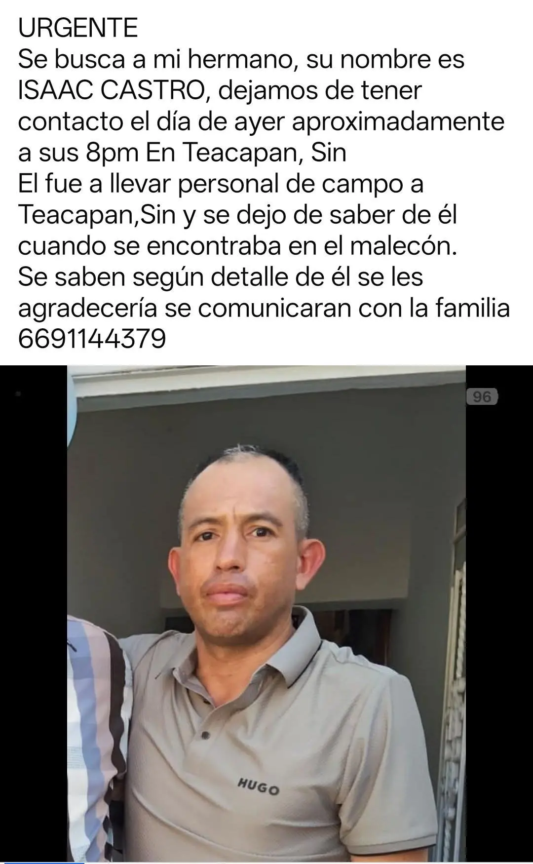 $!Piden familiares de Isaac apoyo para localizarlo