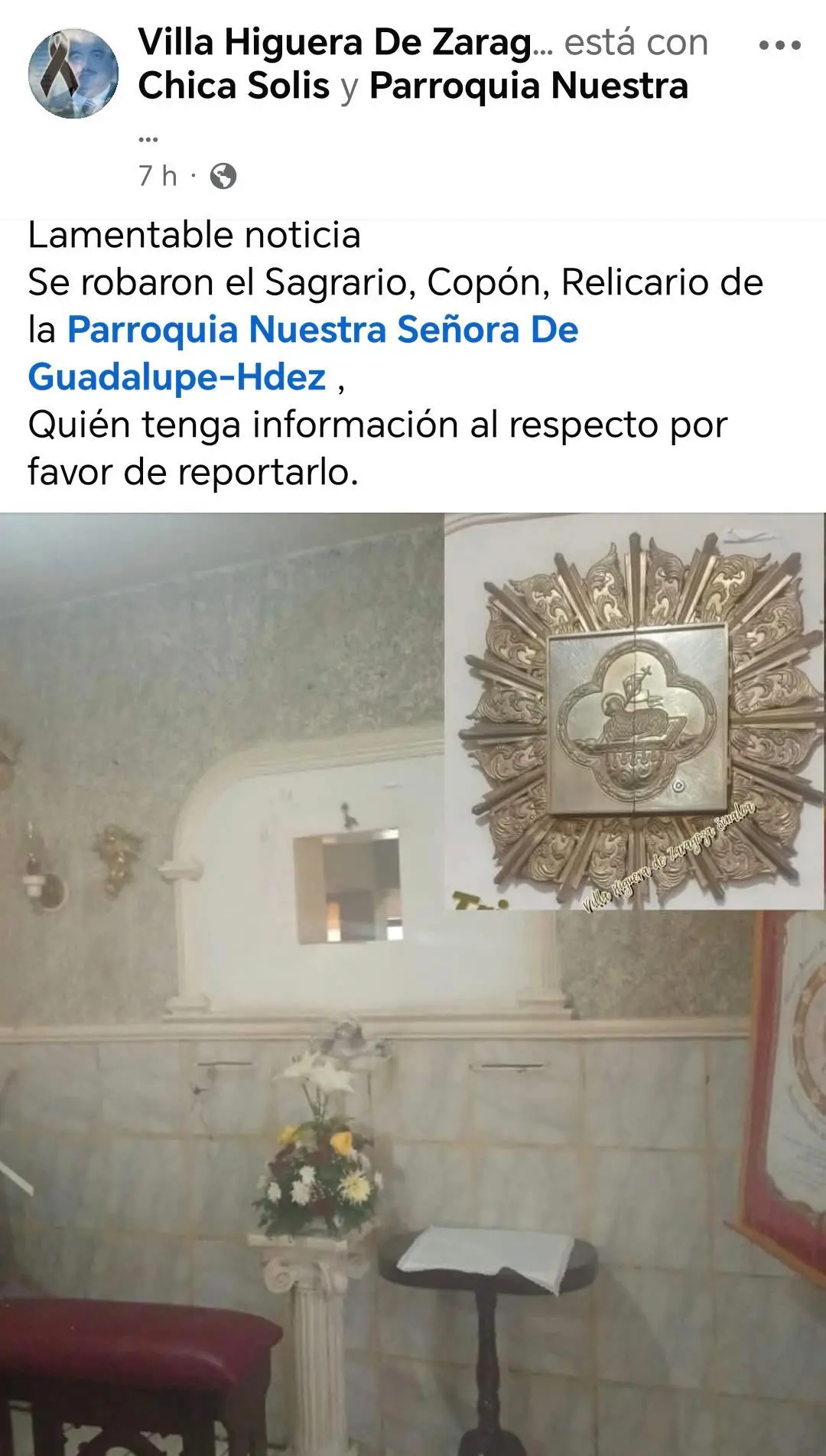 $!Roban sagrario y reliquias de templo católico en la Higuera de Zaragoza, Ahome