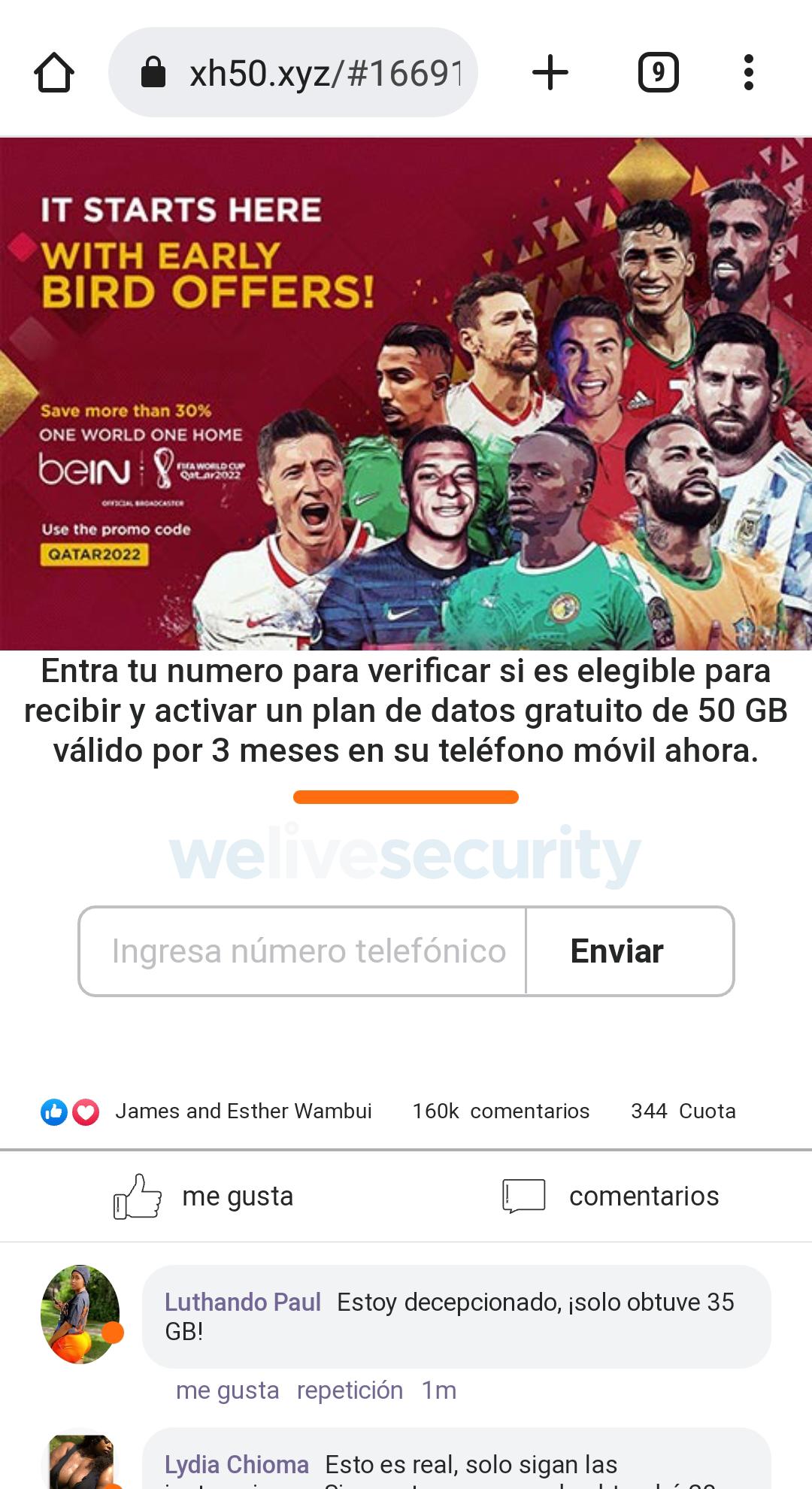 $!Alertan por mensaje de Whatsapp que hace creer que FIFA está regalando 50 GB de datos para ver el Mundial
