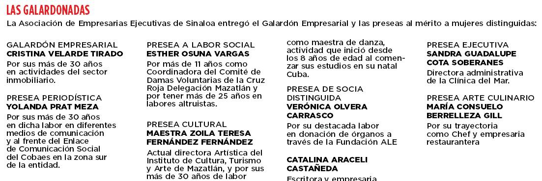 $!En Mazatlán galardonan a mujeres empresarias de Sinaloa