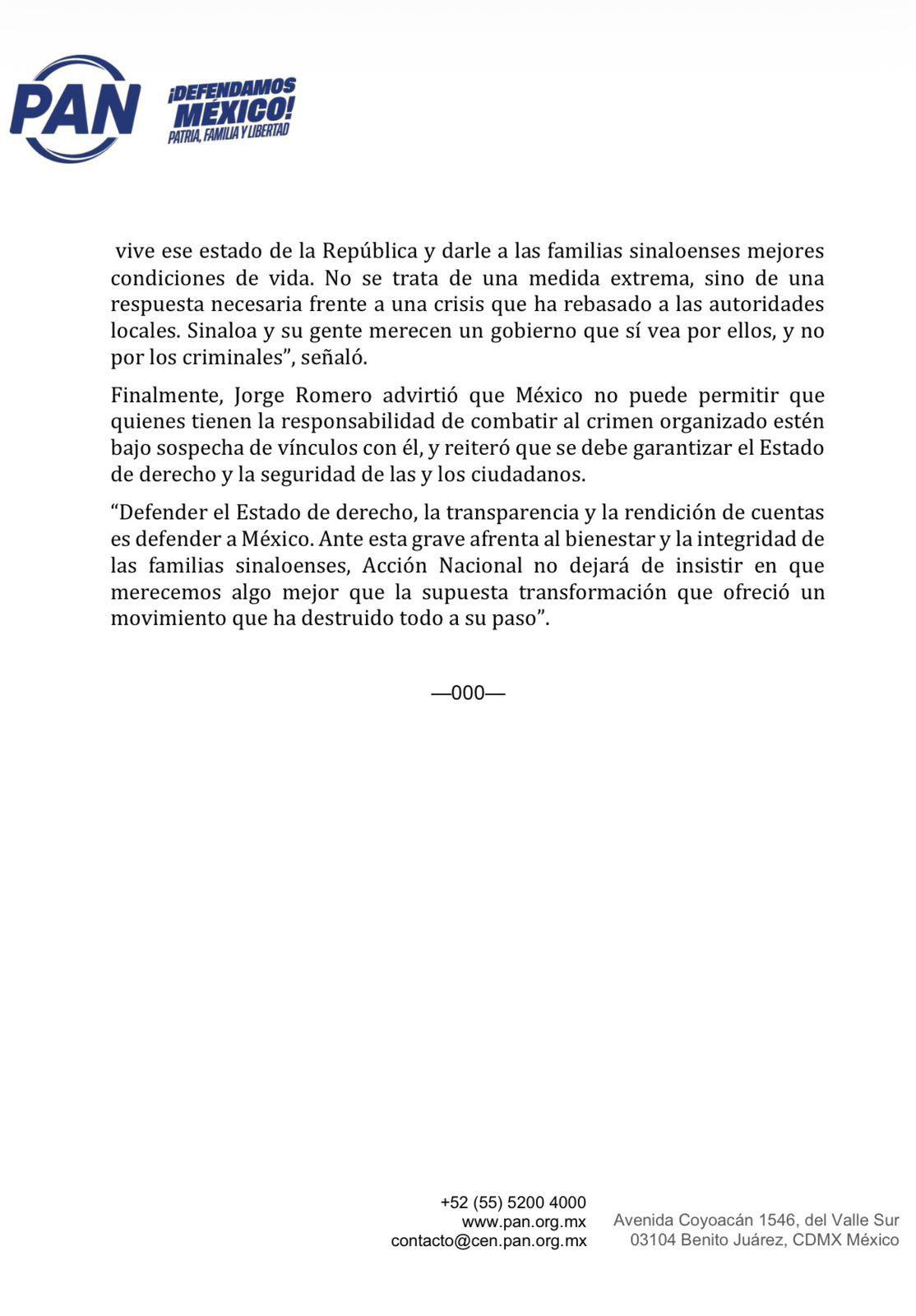 $!Sinaloa vive una crisis de Estado: PAN insiste en desaparición de poderes ante el Senado