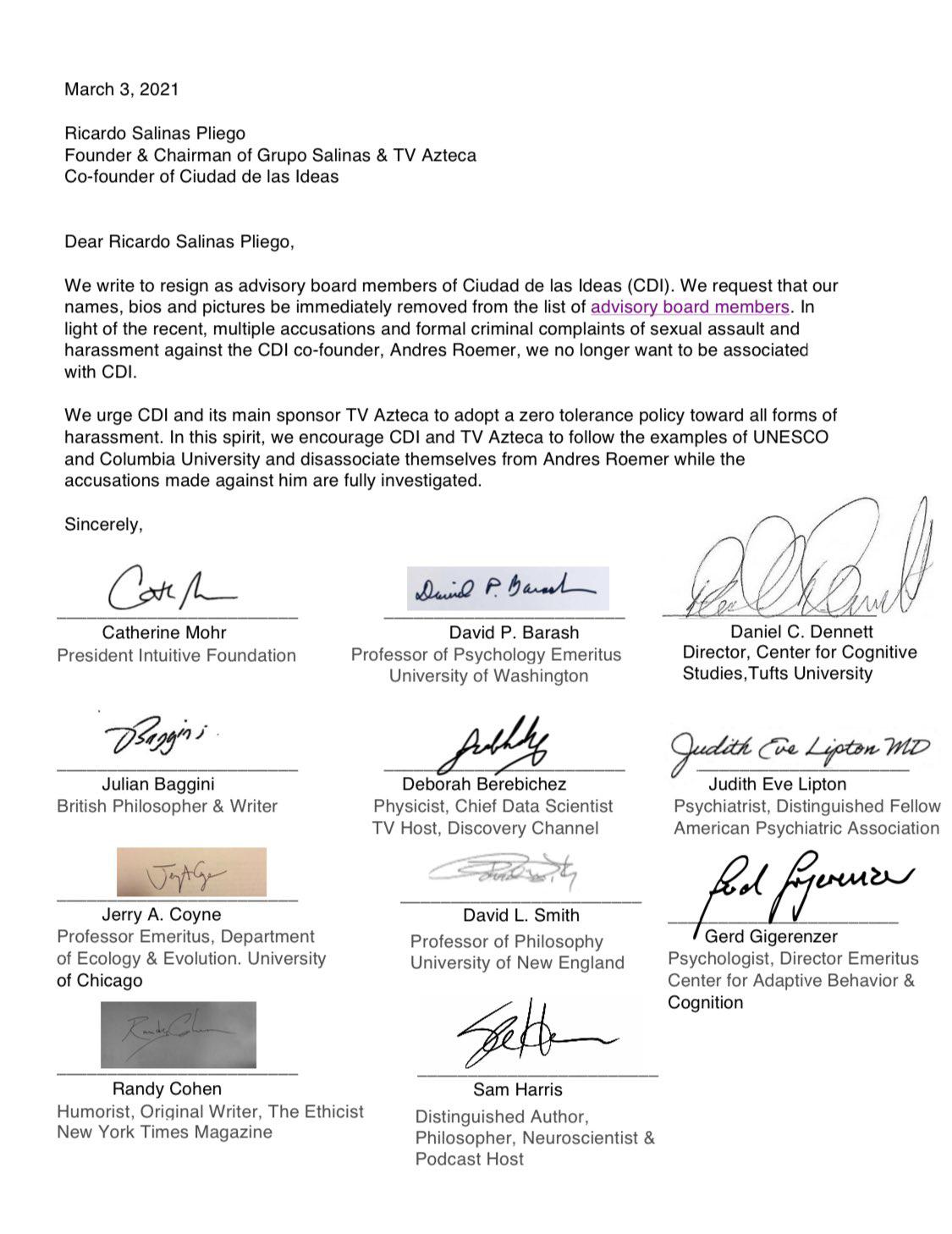 $!La carta de los intelectuales.