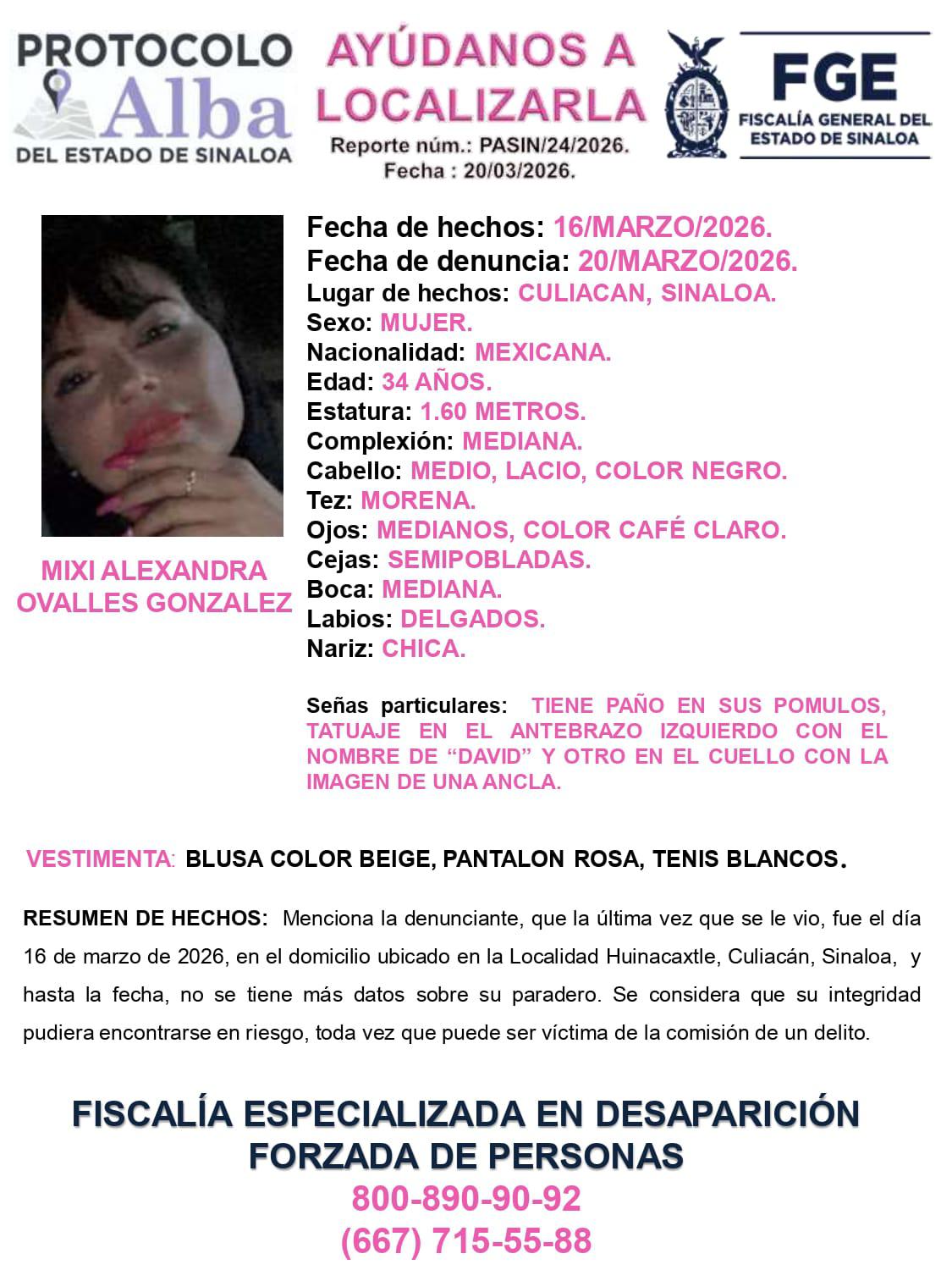 $!Solicitan ayuda para localizar a Mixi Alexandra, desaparecida el lunes en Culiacán