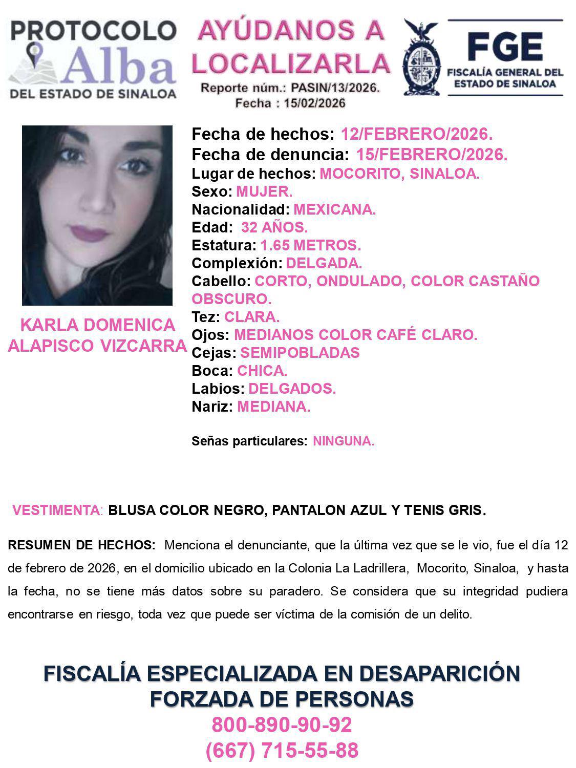 $!Buscan a Karla Domenica en Mocorito; cumple cuatro días desaparecida