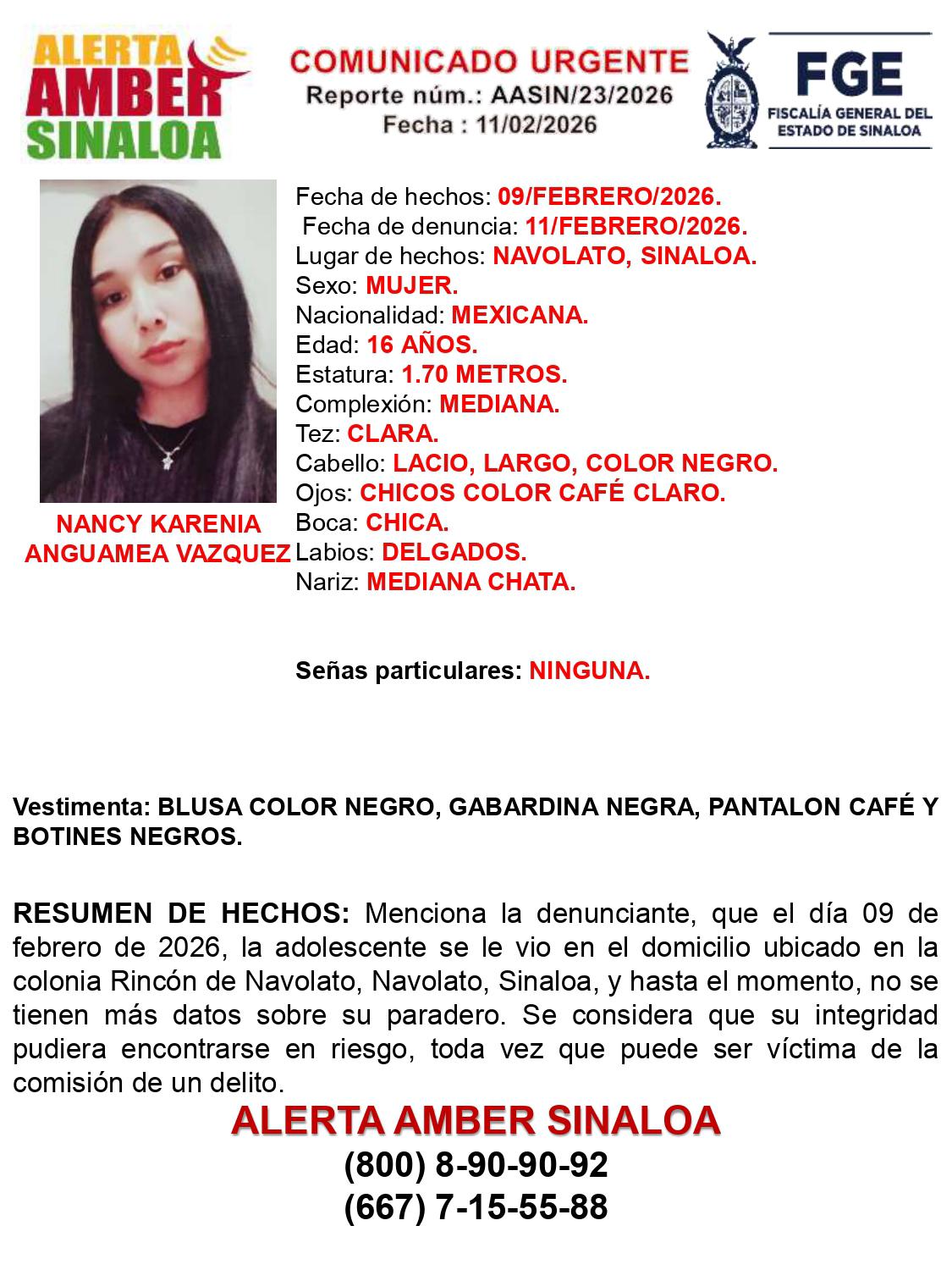 $!Cumple tres días desaparecida Nancy Karenia en Navolato; urgen a su localización