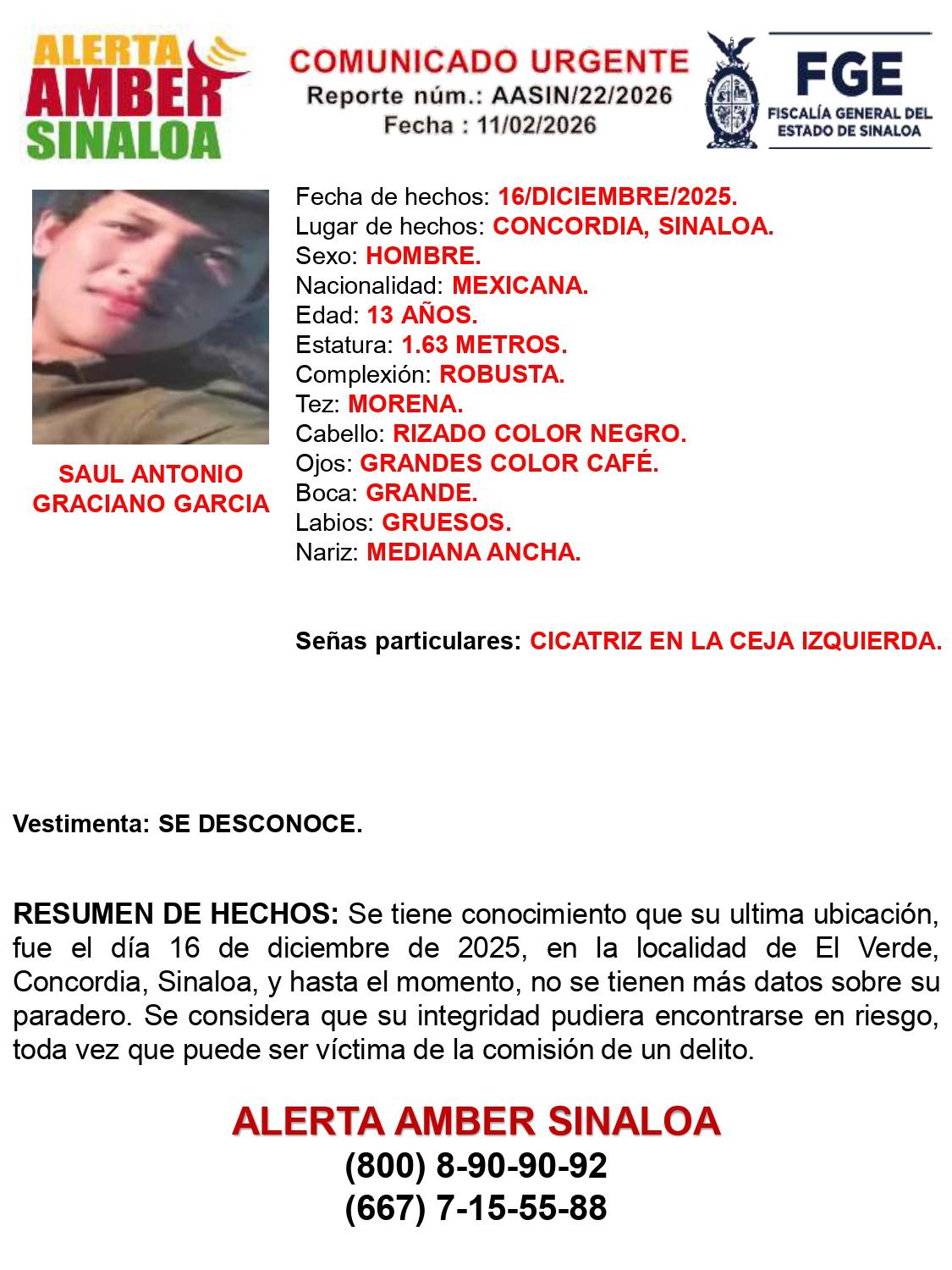 $!Saúl Antonio tiene 13 años y lleva 58 días desaparecido en El Verde, Concordia