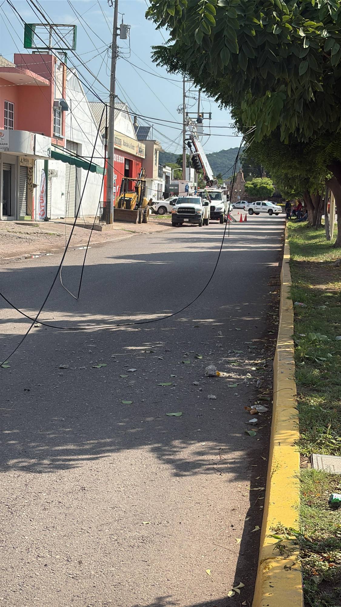 $!Góndola derriba postes y deja sin luz a colonias de El Rosario por más de 3 horas