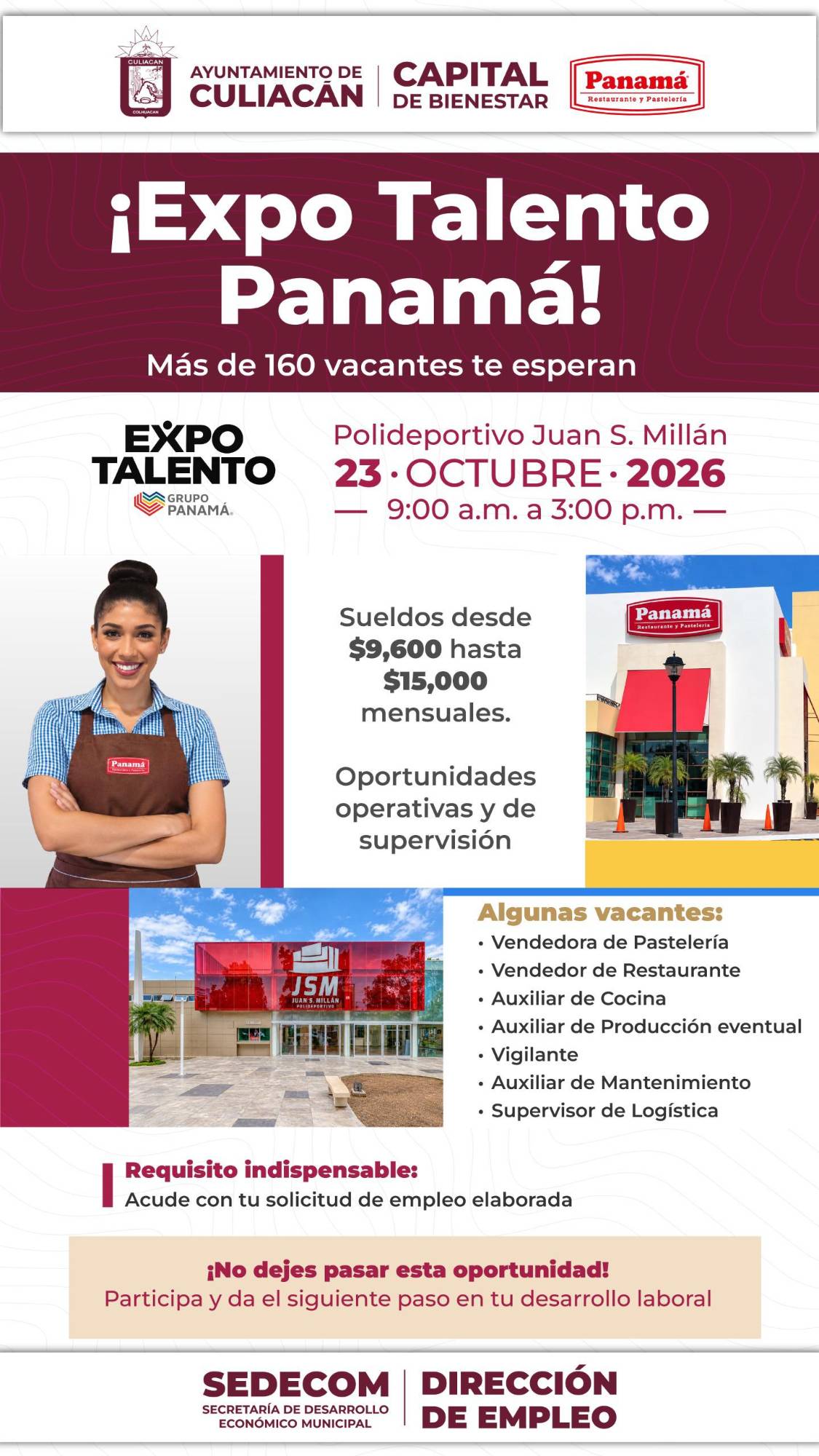 $!Ayuntamiento de Culiacán y Grupo Panamá ofertarán más de 160 empleos