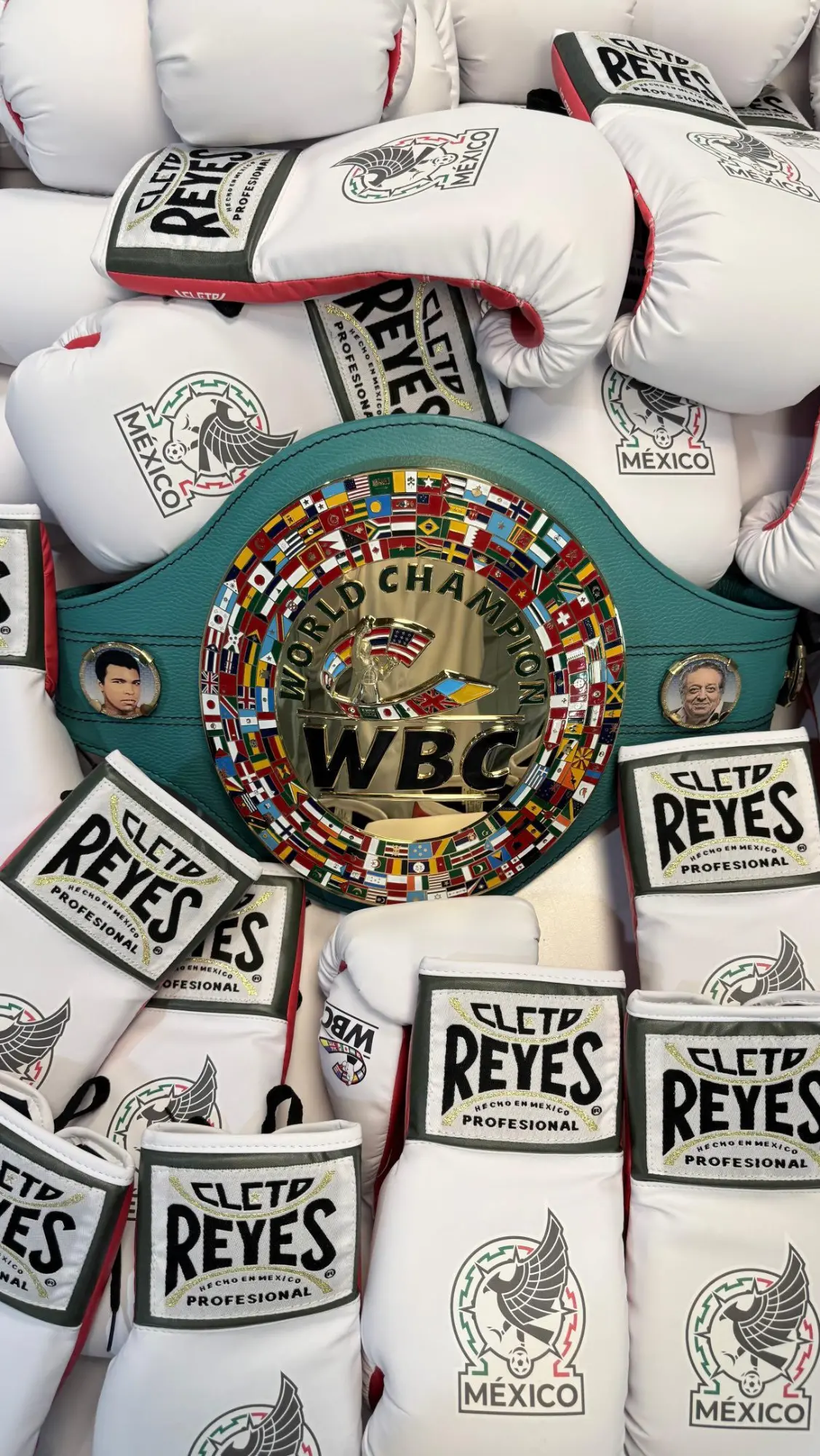 $!Julio llevó guantes de boxeo autografiados.