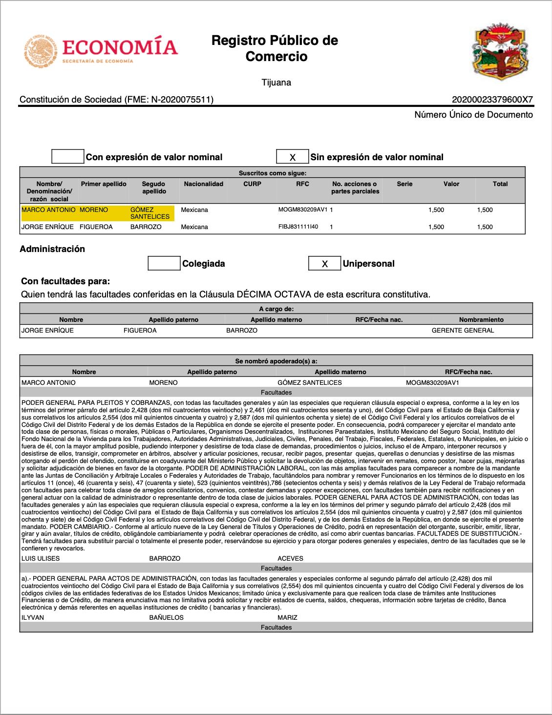 $!Entre las personas sancionadas por la OFAC como parte de la narcored en Baja California se encuentra Marco Antonio Moreno Gómez Santelices, socio fundador de Inteliproof Efficient.