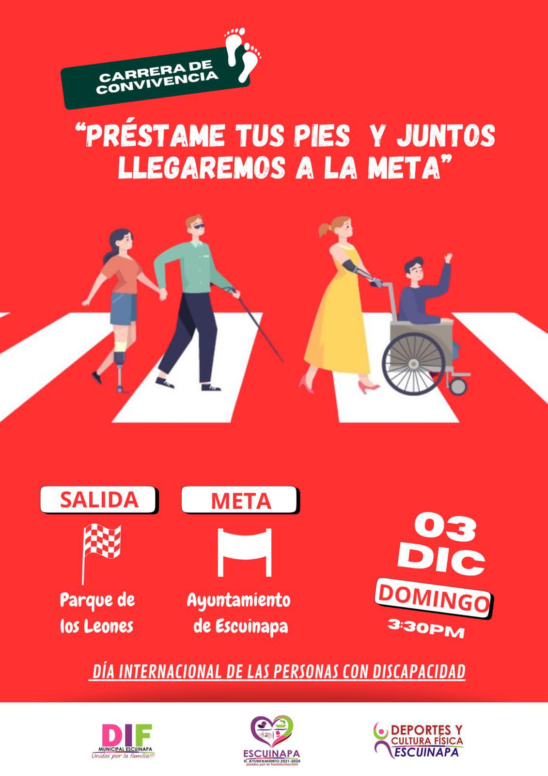 $!Invitan a participar en carrera ‘Préstame tus pies y juntos llegaremos a la meta’, en Escuinapa