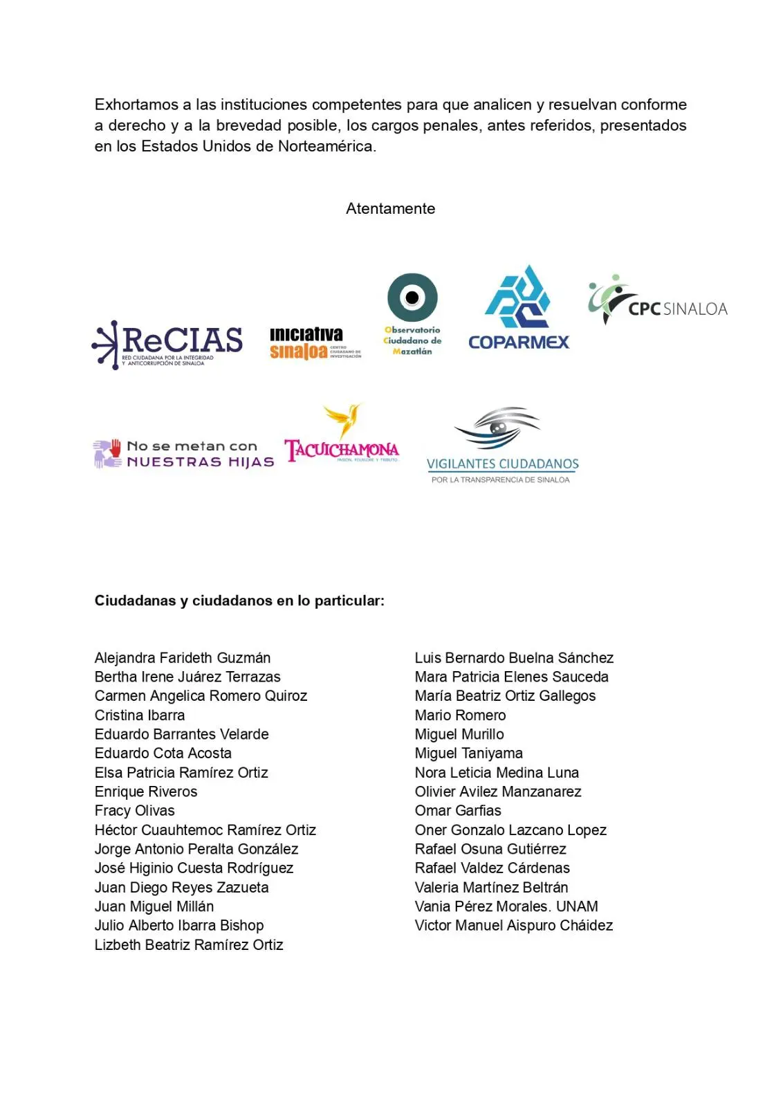 $!Urgen organizaciones civiles indagar a fondo acusaciones contra Rocha y funcionarios