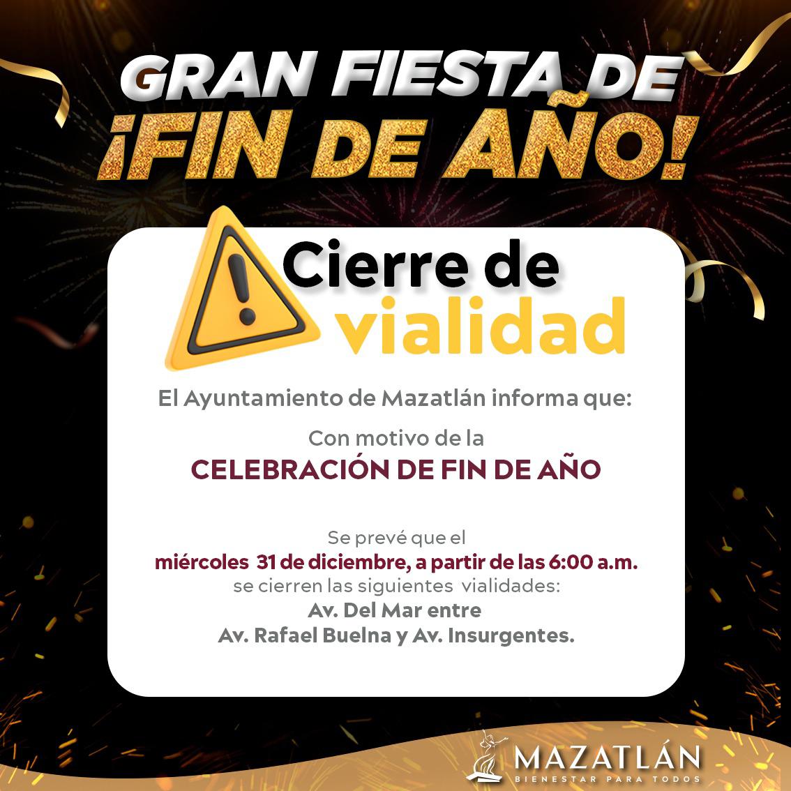 $!Cerrarán tramo de la Avenida del Mar, desde Insurgentes a Rafael Buelna, por la fiesta de fin de año