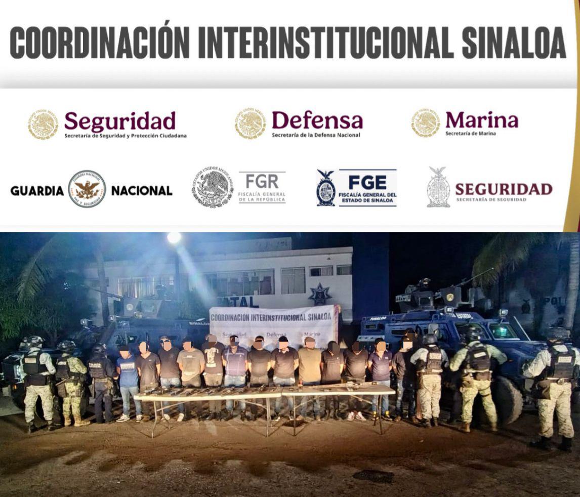 $!Detienen a 14 hombres armados en Navolato; 3 son extranjeros