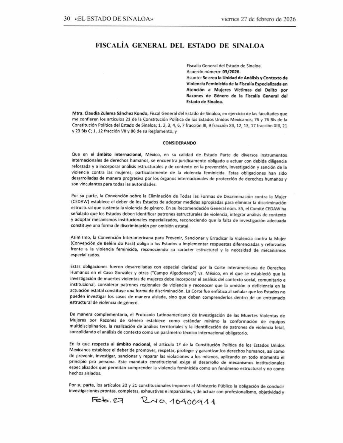 $!Fiscalía de Sinaloa crea Unidad especializada para investigar feminicidios con análisis de contexto