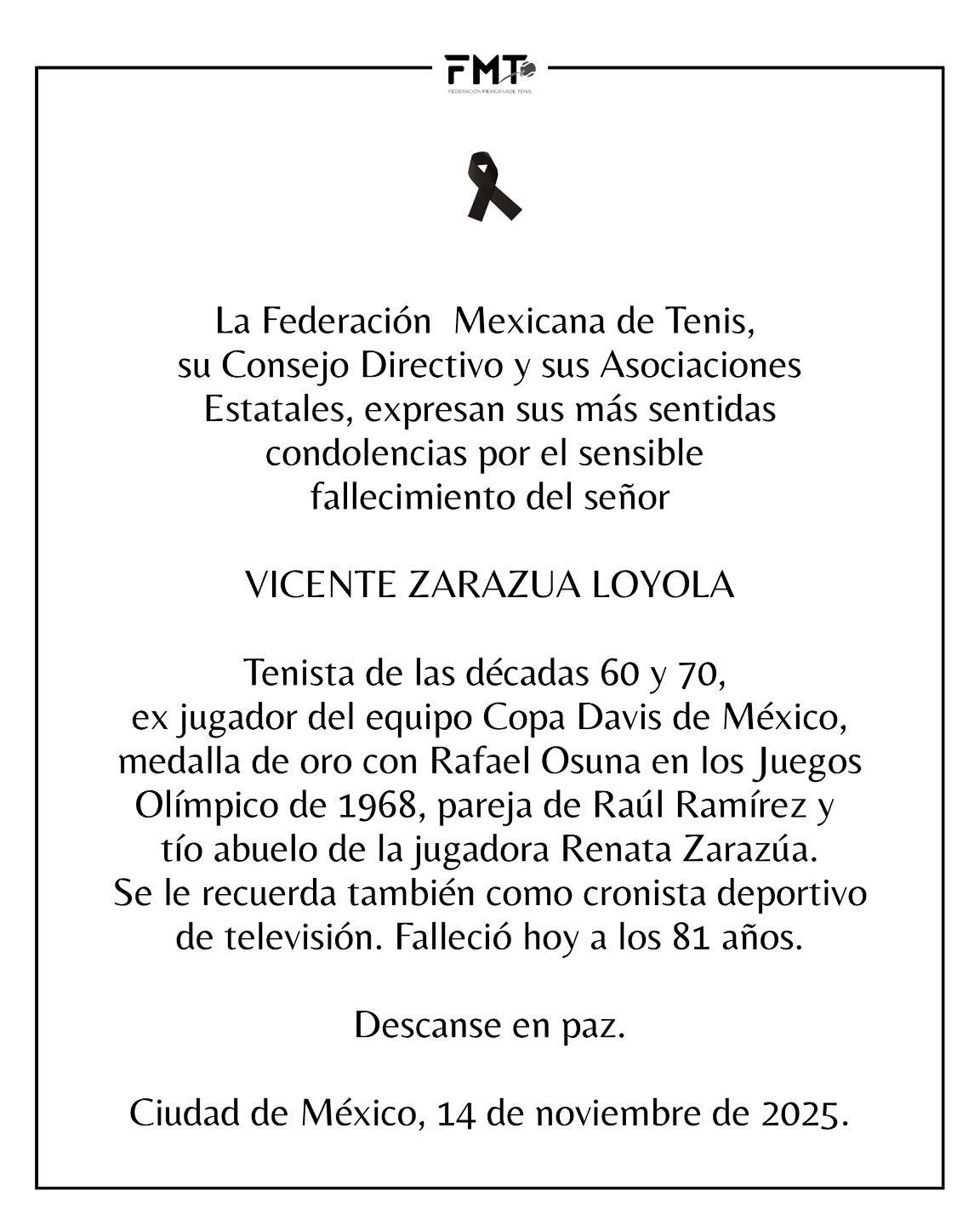 $!Fallece Vicente Zarazúa, leyenda del tenis mexicano, a los 81 años