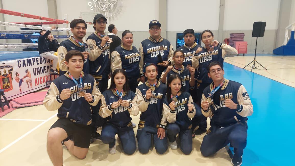 $!UAS conquista nueve medallas en kickboxing y se consolida como tercera potencia nacional en los ANUIES 2025