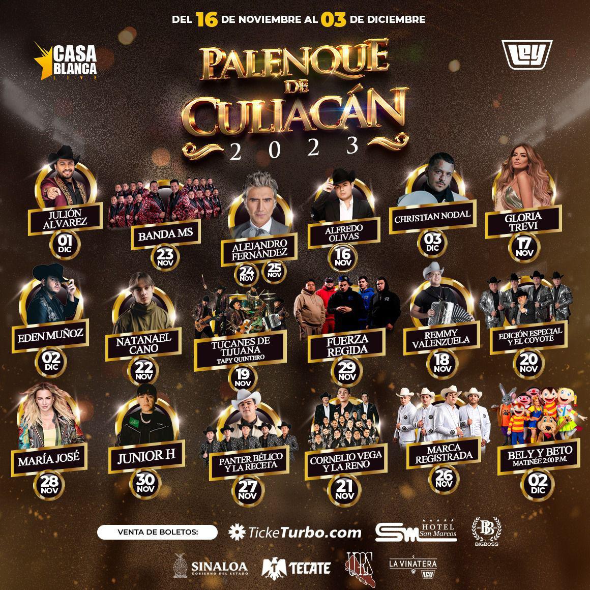 $!Ellos son los artistas que se presentarán en el Palenque.