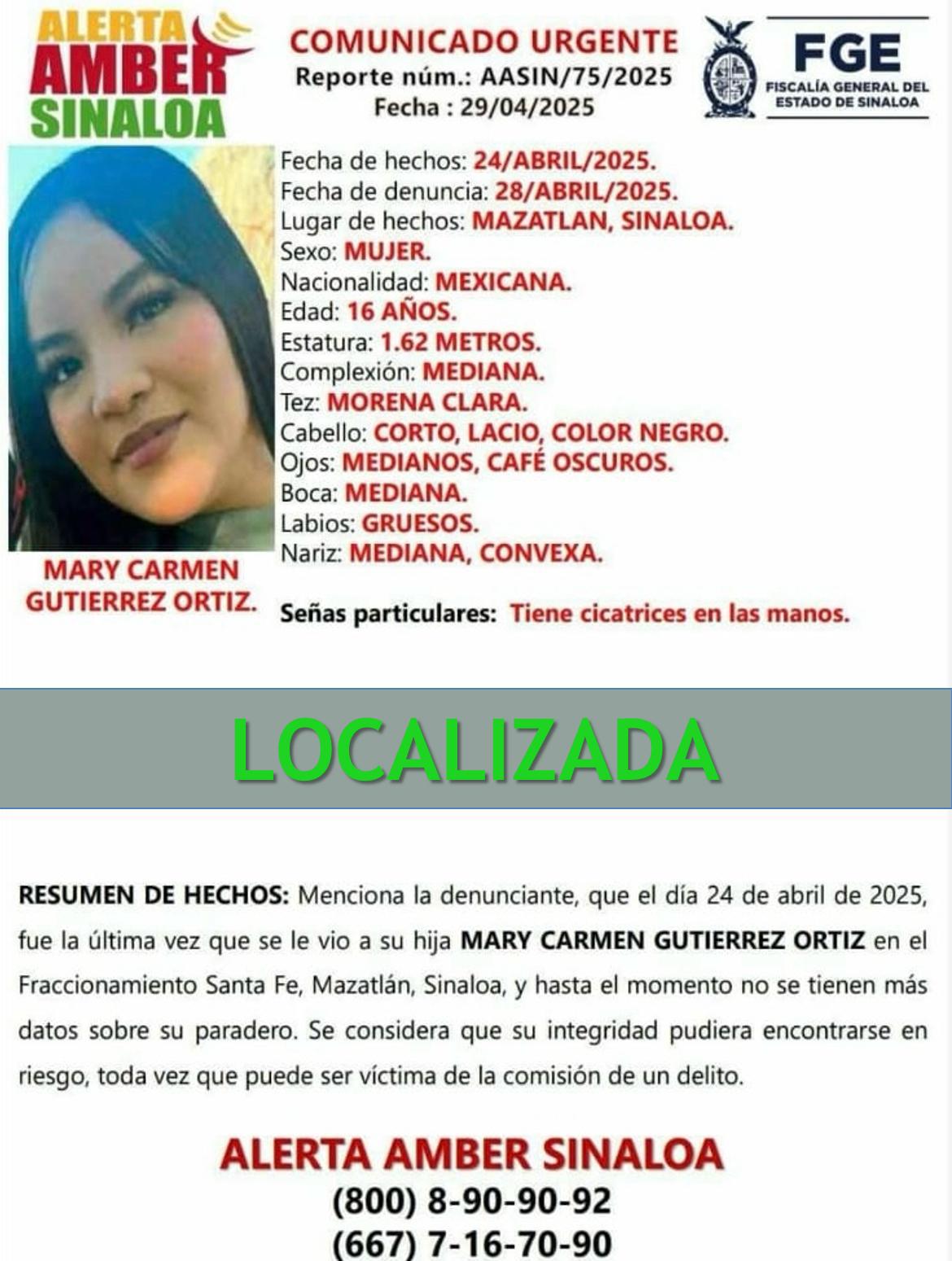 $!Fiscalía de Sinaloa desactiva 10 alertas Ámber tras localizar a menores desaparecidos