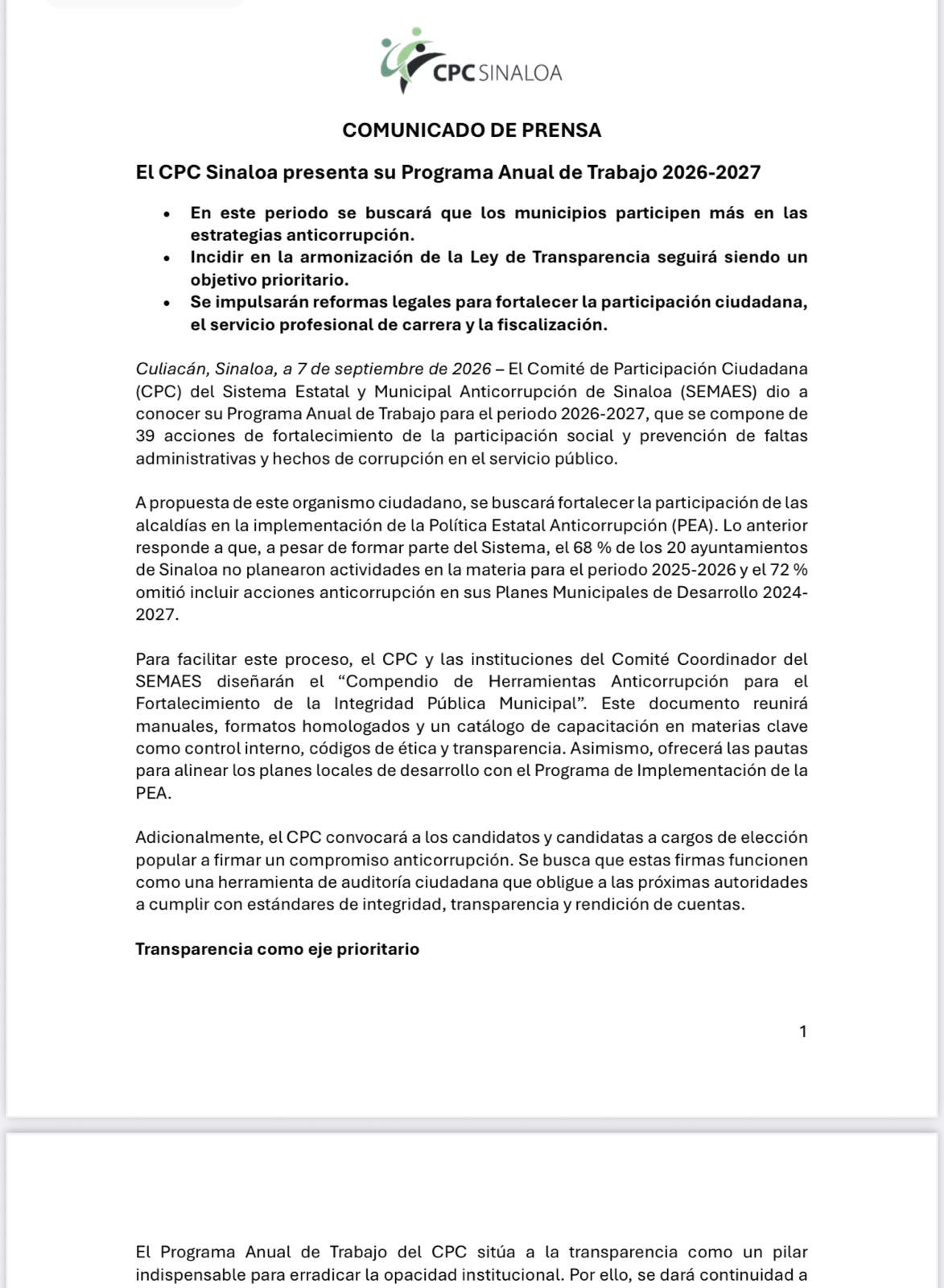 $!Que candidatos firmen compromiso contra la corrupción; CPC presenta plan anual de trabajo