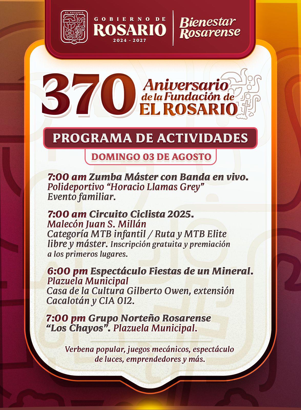$!Anuncian programa para la celebración del 370 aniversario de la fundación de El Rosario