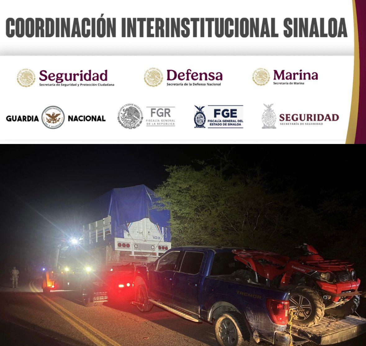 $!Asegura Marina arsenal, explosivos y vehículos robados durante operativo en Mazatlán