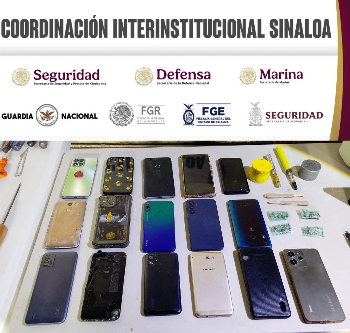 $!Aseguran armas punzocortantes, drogas y dispositivos electrónicos, tras revisión en penal de Mazatlán