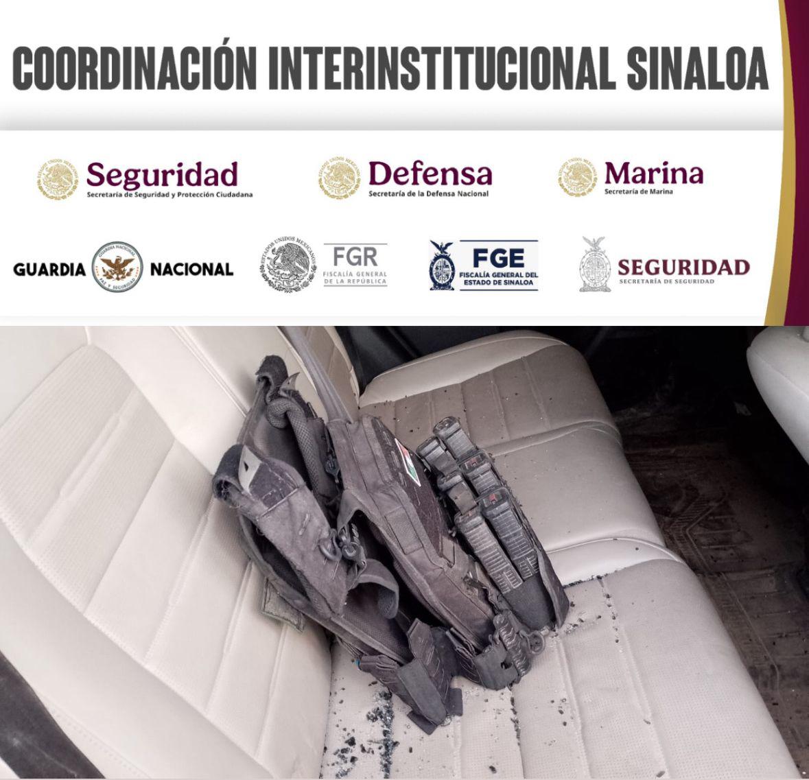 $!Arsenal, chalecos blindados y vehículos robados: nuevo hallazgo de fuerzas federales en Navolato