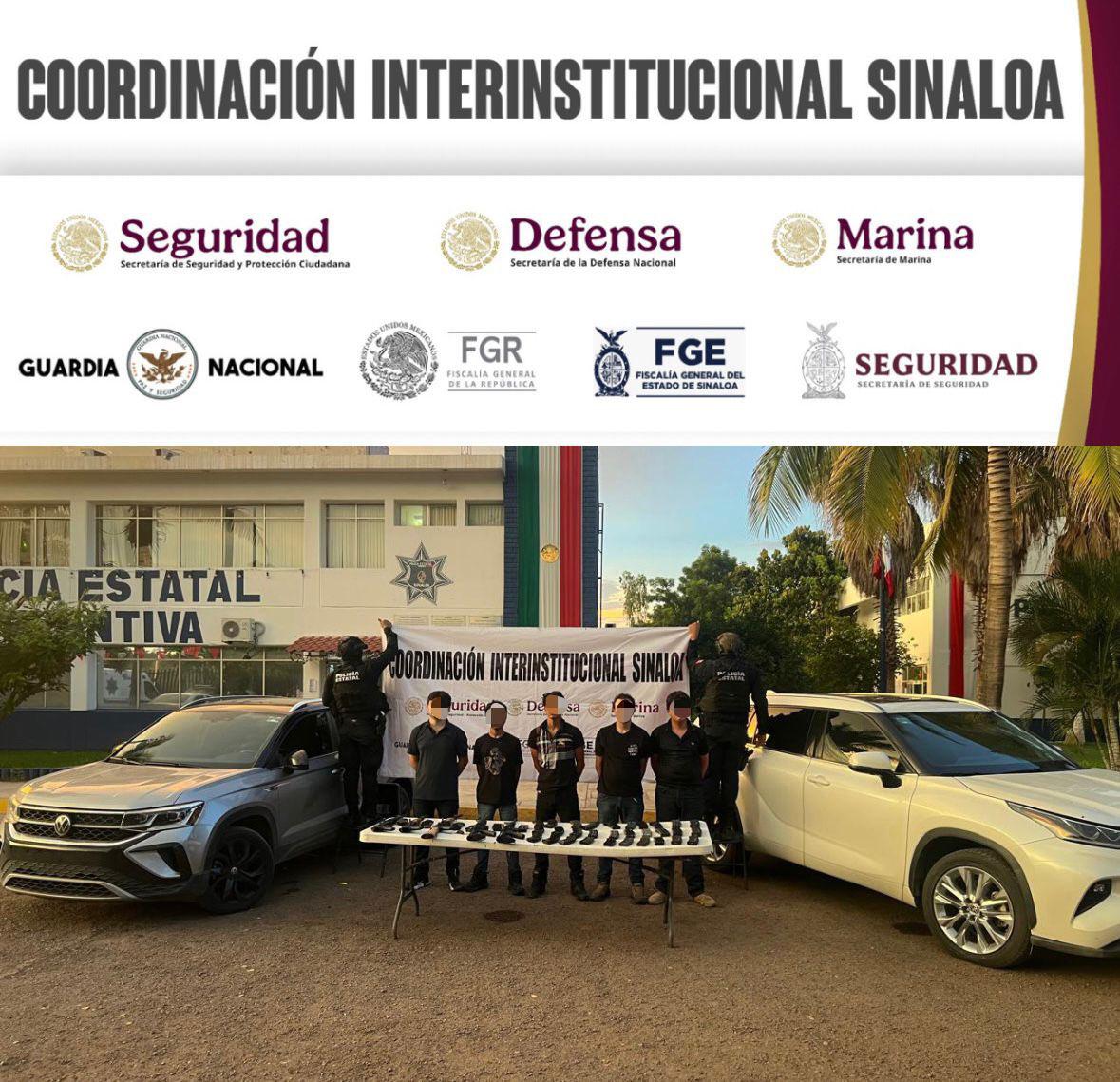 $!Detienen a 5 hombres con armamento y camionetas en Stanza Toscana, en Culiacán