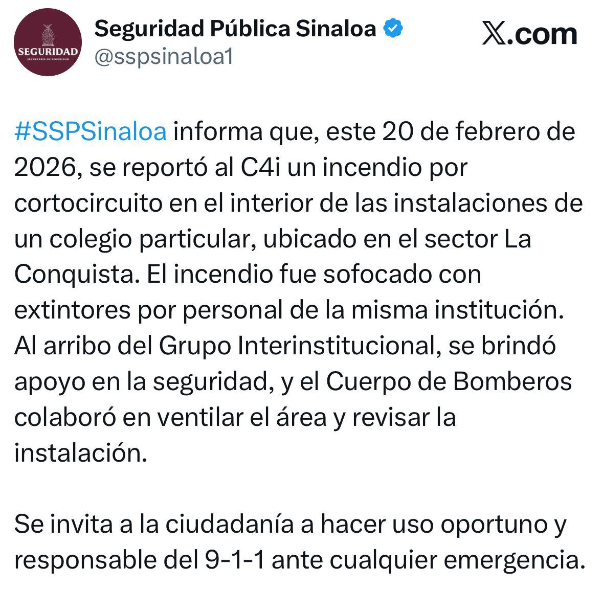 $!Incendio por cortocircuito en colegio privado moviliza a autoridades en La Conquista, Culiacán